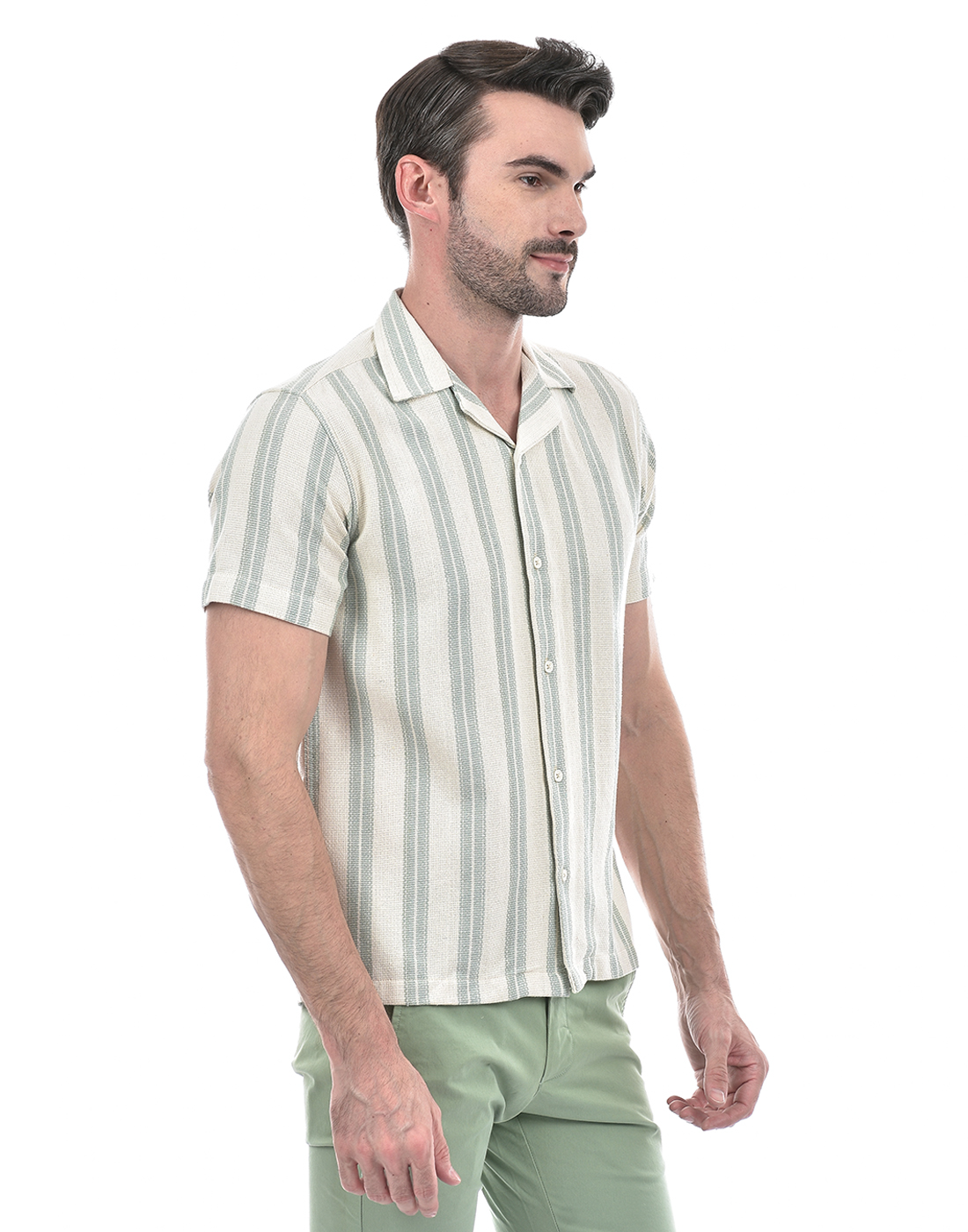 Numero Uno Men Striped Green Shirt